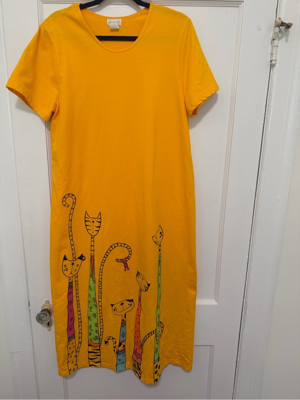 Rare 1980’s Cat and Mouse Mixed Pattern TShirt Dress by Cite Women’s Large